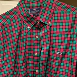 XL Red Green Vineyard Vines Long Sleeve Shirt